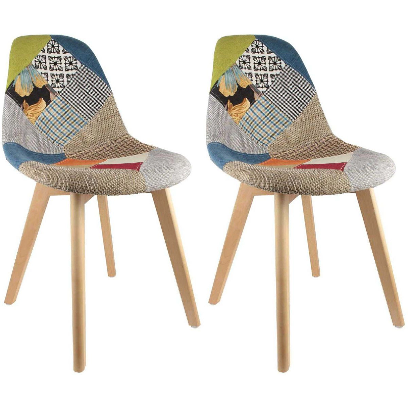 Chaise scandinave Patchwork (Lot de 2) Multicolore The Home Deco Factory - multicolore 3561864330902_0