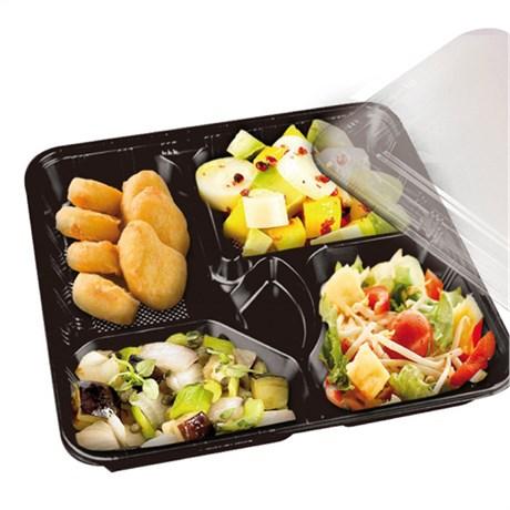 COFFRET REPAS 5 COMPARTIMENTS 27.8X27.6X5 CM PP NOIR (VENDU PAR 200)