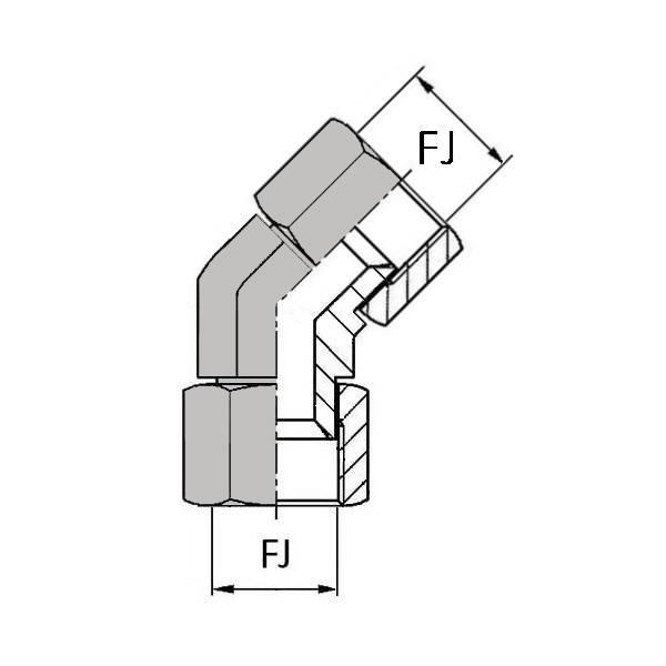 Coudes - 45° femelle tournant JIC x femelle tournant JIC - JCFF400404 - CFJ 7/16 45_0