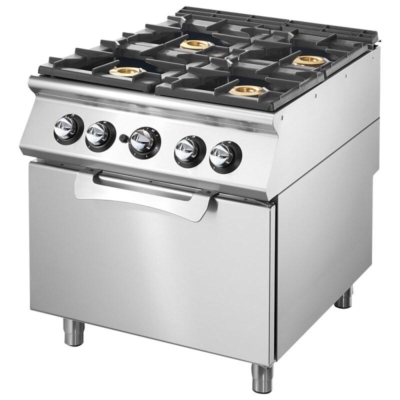 Cuisinière gaz sur four gaz statique GN 2/1, 4 brûleurs 800x900x870 mm - VIRTUS - 4068875006042_0