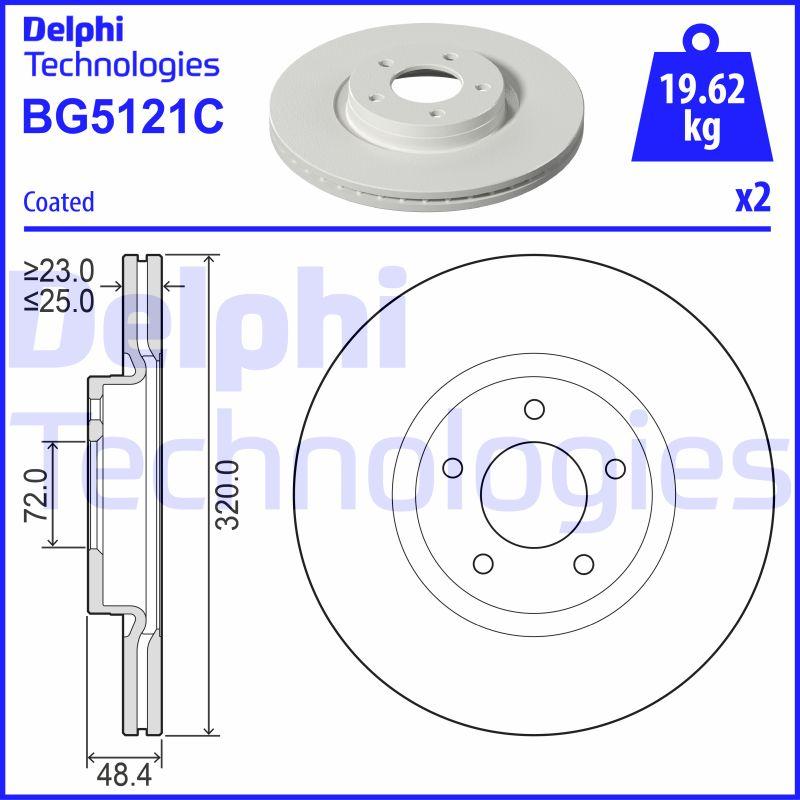 Disque de frein ventilé Delphi BG5121C - boîte de 2 pour montage avant_0