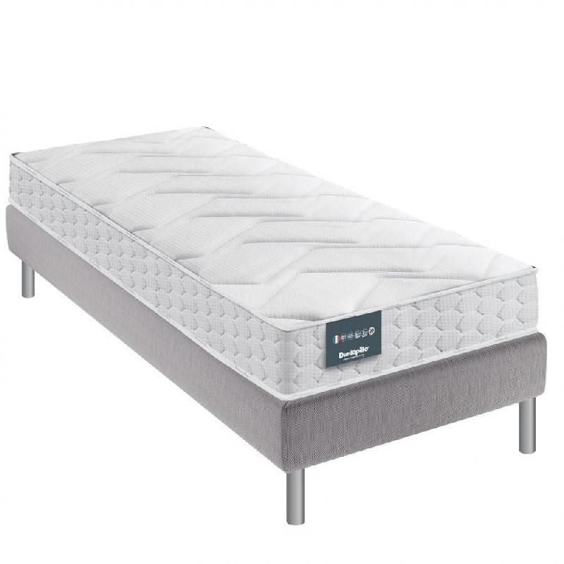 ENSEMBLE DUNLOPILLO 90*190 CM EUGEN 20 CM MATELAS SOMMIER DÉCO JEU DE 4 PIEDS GRIS_0