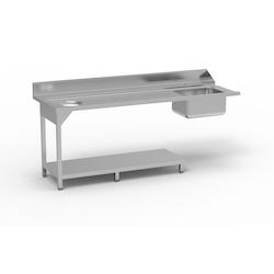 ERATOS Table De Prelavage Avec Trou Vide Dechet Avec Bac 500X400X250 Aisi-304 18/10 - 2100X750X850 - Avec Etagere - Accroche A Gauche MPD-210I - MPD-2_0