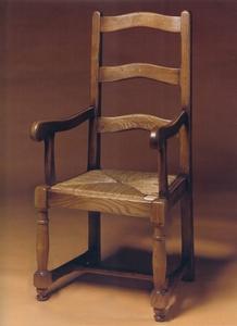 Fauteuil F1900 - Chêne massif, assise paille de seigle, pieds tournés, finition teintée et vernie_0