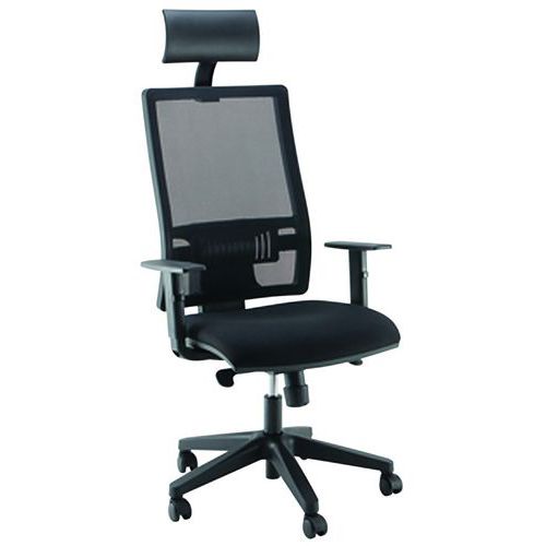 FAUTEUIL OFFICE AVEC TÊTIÈRE PIÈTEMENT NOIR ASSISE NOIRE - MANUTAN EXPERT