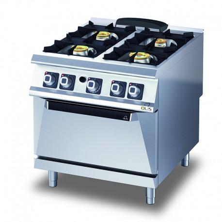 Fourneau - 4 feux gaz sur four GN 2/1 gaz - Diamante 90 - Olis - D9410CGG_0