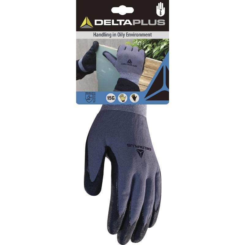 Gant tricot polyamide spandex - paume nitrile/polyuréthane avec picots nitrile - DPVE727_0