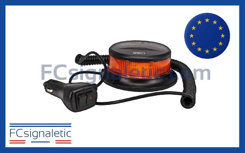 Gyrophare à LED orange embase magnétique prise allume cigare classe 1 LEDSON 5001823_0