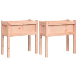 Helloshop26 - Jardinière bac lit surélevé plantes fleurs jardin terrasses lot de 2 avec pieds bois massif douglas marron 02_0039021 - 3000217973309_0