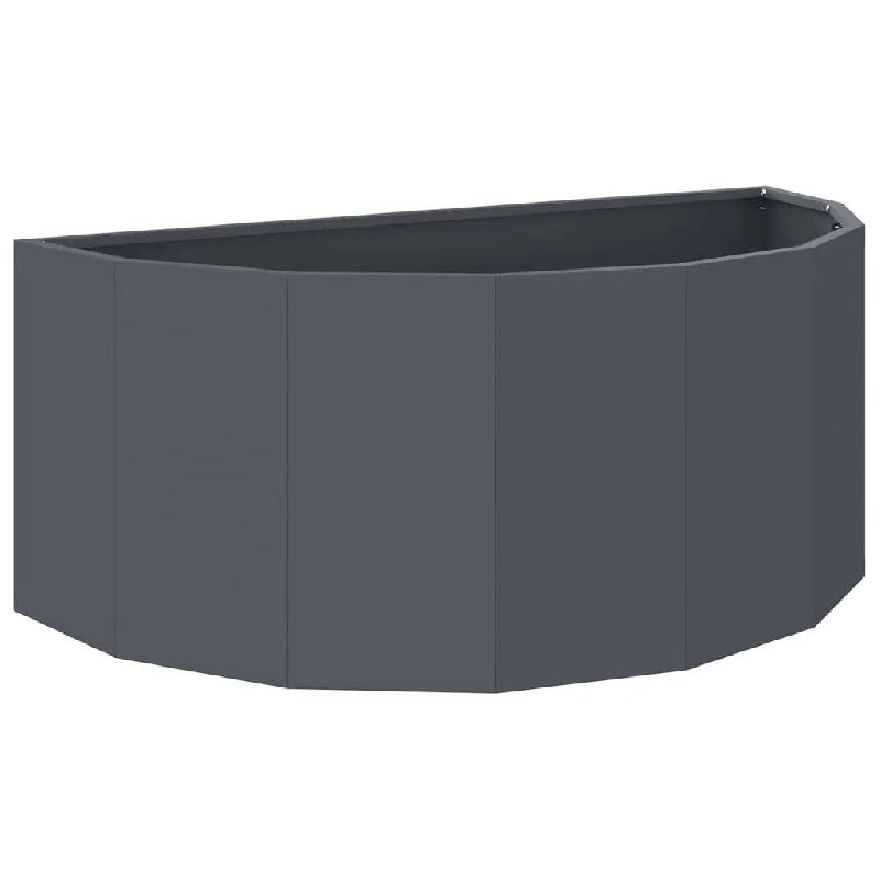 Helloshop26 - Jardinière demi-ronde moderne pour extérieur 90 x 45 x 35 cm design chic en acier anthracite 02_0052931 - métal 3000237657234_0