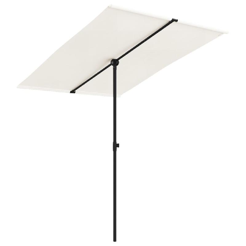 Helloshop26 - Parasol d'extérieur avec mât en aluminium 2 x 1,5 m blanc sable 02_0021267 - blanc aluminium 3000200486885_0
