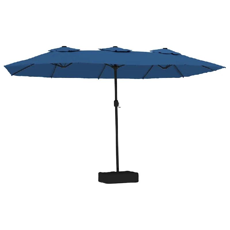 Helloshop26 - Parasol de jardin à double tête avec LED ambiance cosy 449 x 265 cm en polyester bleu azuré 02_0047384 - bleu polyester 3000234747389_0