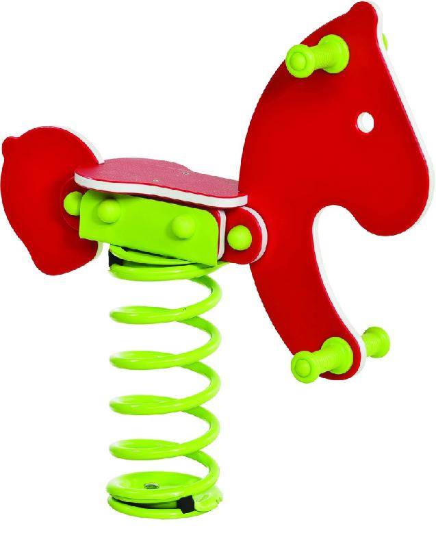 Jeu sur ressort poney - 1 place - figurine en plastique polyéthylène anti-vandalisme_0