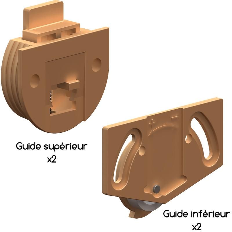 KIT 2 GUIDES SUPÉRIEURS / 2 GUIDES INFÉRIEURS COULEUR HÊTRE POUR SYSTÈME COULISSANT TW - WIMOVE