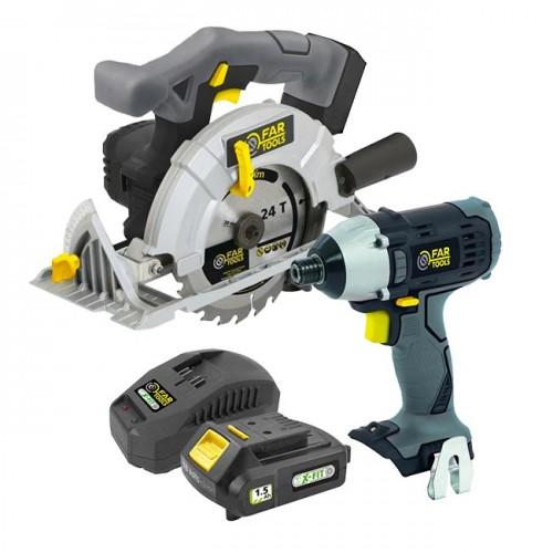 KIT MACHINES POUR TERRASSE BOIS + BATTERIE 1,5 AH + CHARGEUR FARTOOLS