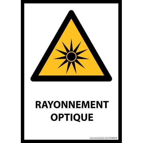 LOT DE 2 - PANNEAU DANGER - RAYONNEMENT OPTIQUE - W027 - NORME ISO 7010 VINYLE SOUPLE AUTOCOLLANT A4