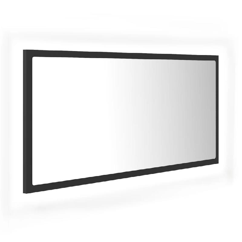 Miroir à LED de salle de bain - 90 x 8,5 x 37 cm - Acrylique gris avec lumière RVB - Réf. 02_0006988_0