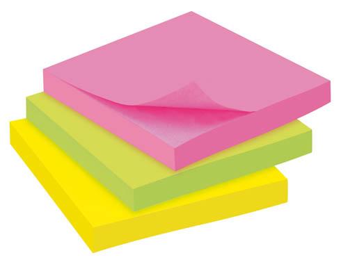 LOT DE 6 - NOTES REPOSITIONNABLES COULEURS ASSORTIES BRUNEAU 75 X 75 MM - BLOC DE 100 FEUILLES