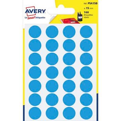 PASTILLES ADHESIVES AVERY - DIAMETRE 15 MM - POUR ECRITURE MANUELLE - BLEU - SACHET DE 168