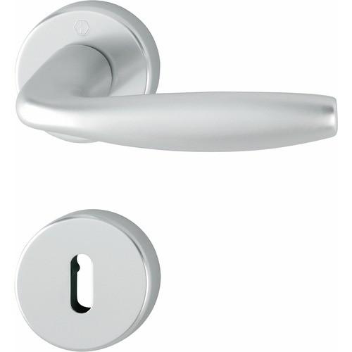 POIGNÉES SUR ROSACES CLÉ I - ALUMINIUM ASPECT INOX - NEW YORK HOPPE