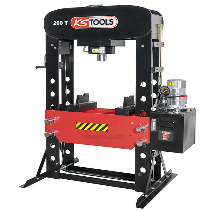 Presse hydraulique motorisée 200 t - KS TOOLS 11584165 - Pompe à deux vitesses, retour automatique et sécurité hydraulique_0