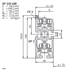 Profilé aluminium SP 2/R-100 - N°3 842 529 931 - section de convoyage avec chaînes à galets d'accumulation_0