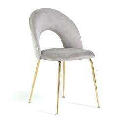 RATTATAN Lot de 2 chaises d’intérieur MARGOT en velours, dossier galbé, pieds en métal, élégantes et modernes pour la maison et les restaurants_0