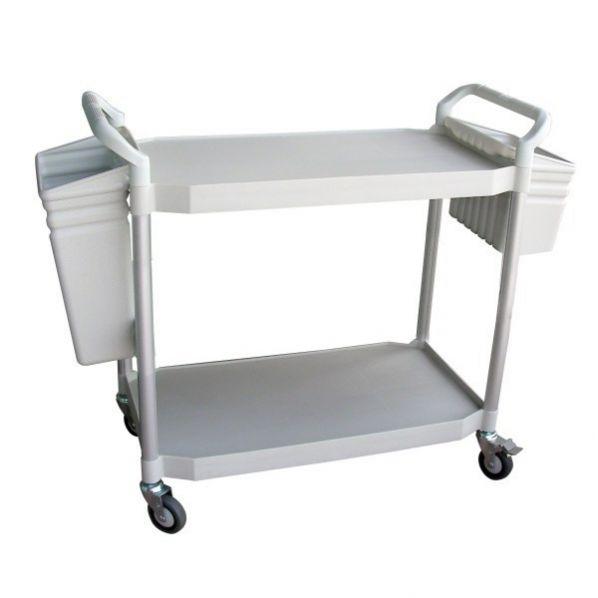 Servante multi-usage 2 plateaux - avec ou sans bacs - coloris gris clair - adaptée au contact alimentaire_0