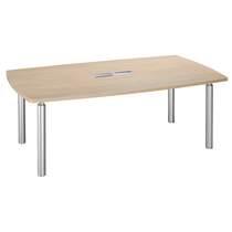 TABLE TONNEAU PLATEAU CHÊNE CLAIR 8 PERSONNES L 200 X P 115 CM - FRÉGATE - PIÉTEMENT ALUMINIUM