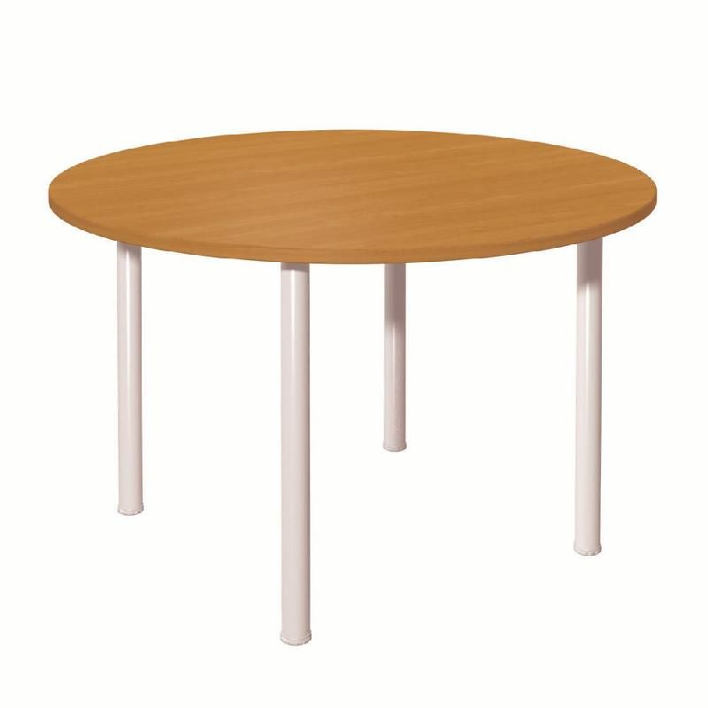 TABLE MODULAIRE RONDE - PIED TUBULAIRE ALUMINIUM - PLATEAU MERISIER