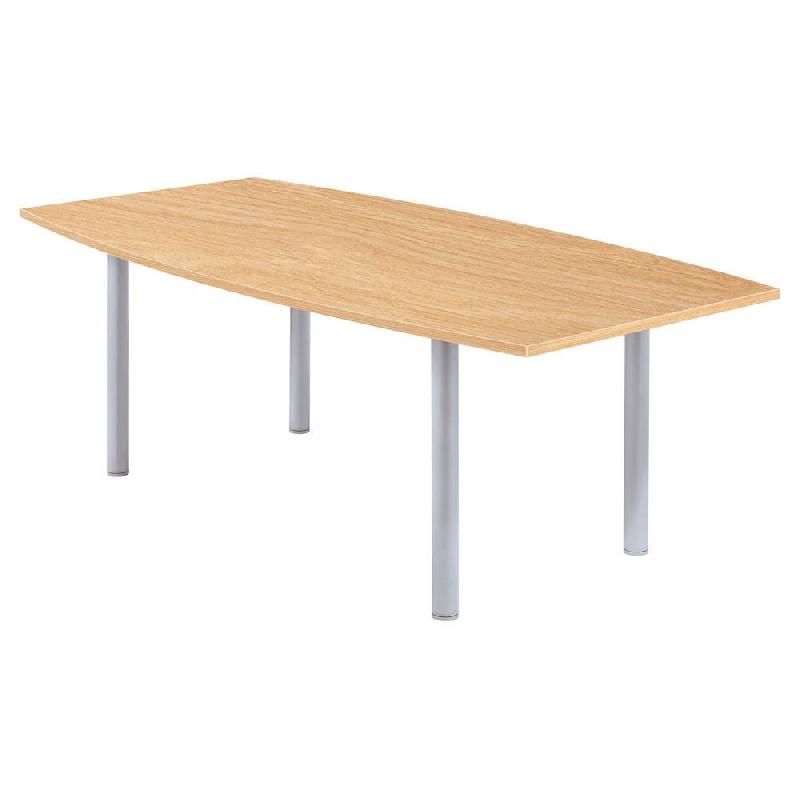 TABLE TONNEAU AVEC ÉLECTRIFICATION ACTUAL L. 200 X 100 CM - PLATEAU CHÊNE  - PIED TUBULAIRE ALUMINIUM