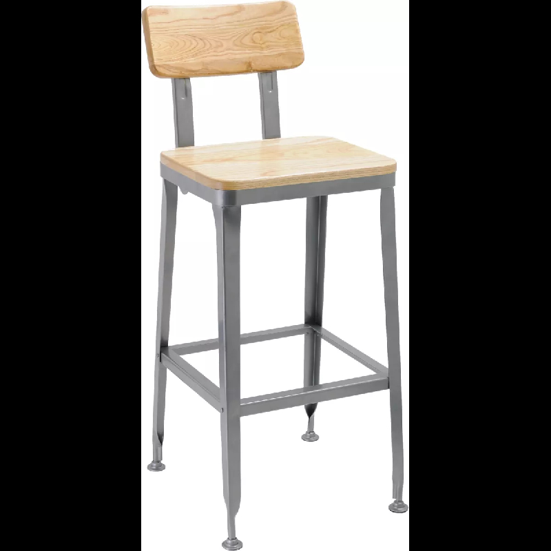 Tabouret MARSEILLE - Acier et Bois Massif - Style Industriel - Référence 00050002GUNCHE_0