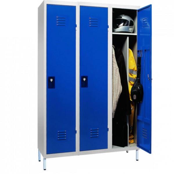 Vestiaire métallique monobloc Rolléco - pour industrie salissante - 3 cases sur pieds_0