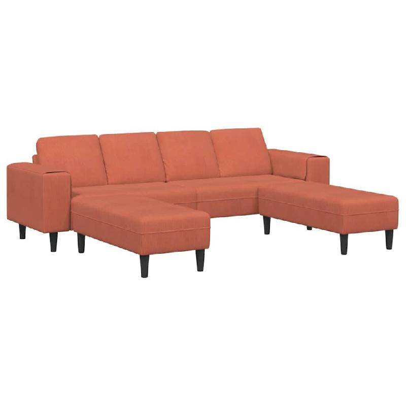 VidaXL Canapé Rouge orange 250 x 188 x 76 cm Tissu en velours côtelé Modèle Vega Executive Prime - Matériau naturel 3335138_0