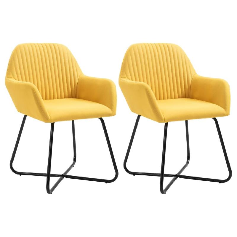 VidaXL Chaises à manger lot de 2 jaune tissu Modèle Urbania - 249814_0