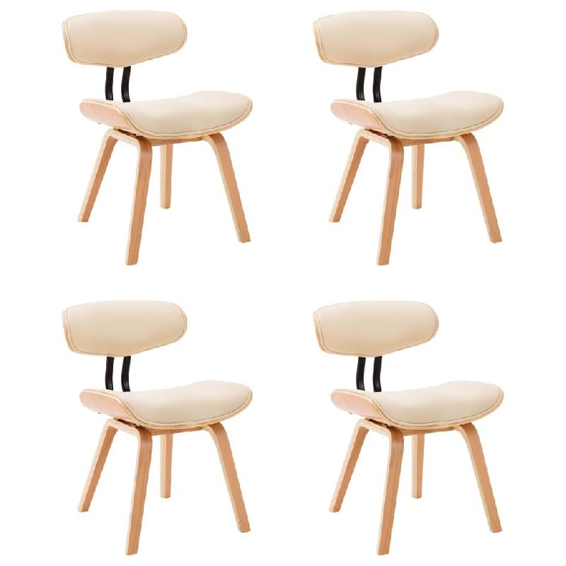 VidaXL Chaises à manger lot de 4 crème bois courbé et similicuir Modèle Galante - 278720_0