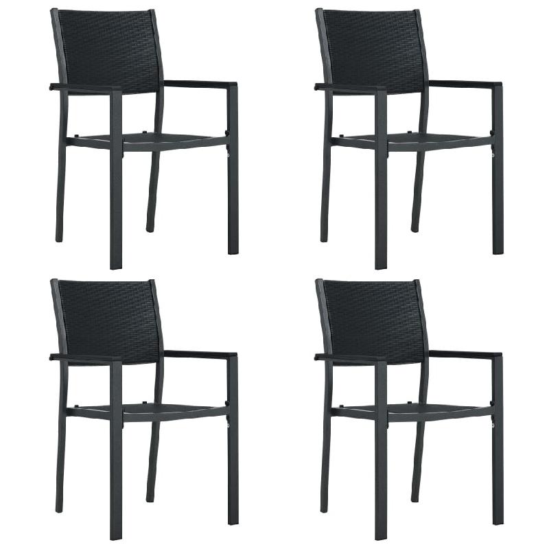 VidaXL Chaises De Jardin Lot De 4 Noir Plastique Aspect De Rotin - noir 47890_0
