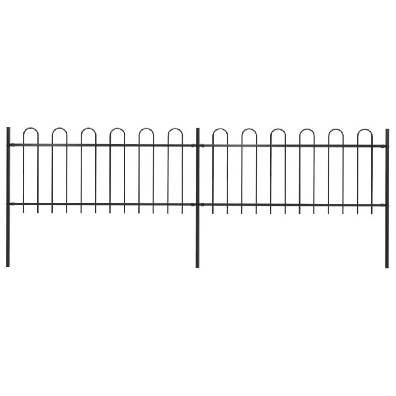 Vidaxl clôture de jardin avec dessus en cerceau acier 3,4 x 0,8 m noir 277648_0