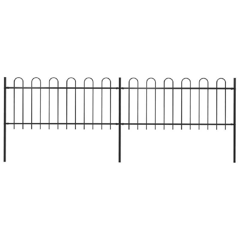 Vidaxl clôture de jardin avec dessus en cerceau acier 3,4 x 0,8 m noir 277648_0