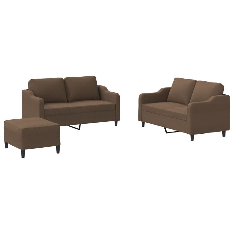 VidaXL Ensemble de canapés 3 pcs avec coussins Marron Tissu Modèle Helios Fixe - 3201813_0