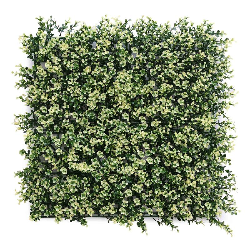 WellHome - Jardin vertical artificiel - panneau de haie 100x100 cm pour intérieur et extérieur, feuilles vertes et blanches - vert WH15555_0