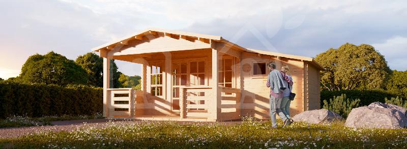 Abri de jardin Isla 18m² avec terrasse 2x4m - Épaisseur murs 44/66mm - Pin nordique naturel_0