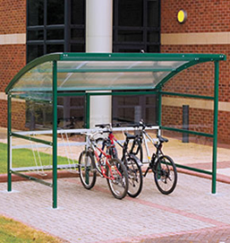Abri vélo semi-ouvert Dijon - structure en acier avec bardage en plexiglas - capacité 8 vélos - toit anti-vandalisme_0