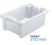 Bac en plastique professionnel - Bac plein avec trou de drainage - Dimensions extérieures 460x335x210mm - Volume 32L - Blanc - Réf. bac159bm6421001_0