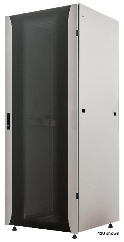 Baie réseau Premium 19 pouces MHT228 avec porte vitrée - 22U - 800 (P) x 600 (L) x 1133 (H) - flatpack - gris - Bravour®_0