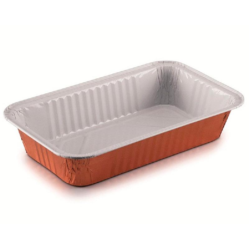 Barquette aluminium laqué cuivre intérieur blanc 1130cc 24,8x14,7x4,6cm par 100_0