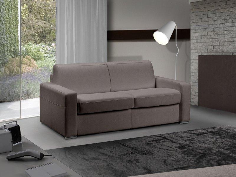 Canapé-lit 3-4 places Master convertible express 160 cm - Polyuréthane taupe - Matelas 18 cm inclus - Fabrication italienne_0