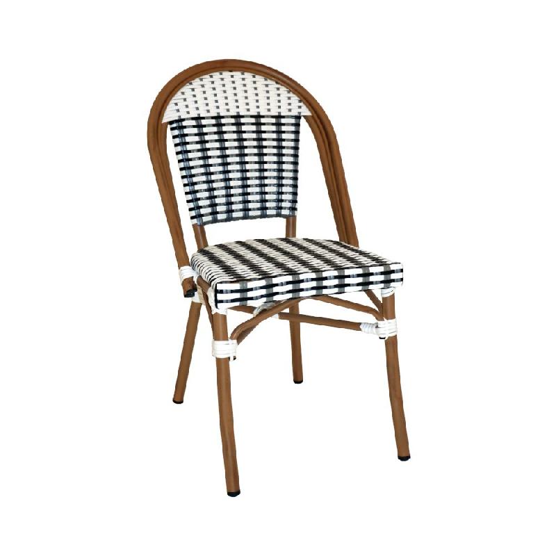 Chaise empilable en aluminium - Cancale - Stamp - rotin naturel et tressage wicker bicolore_0