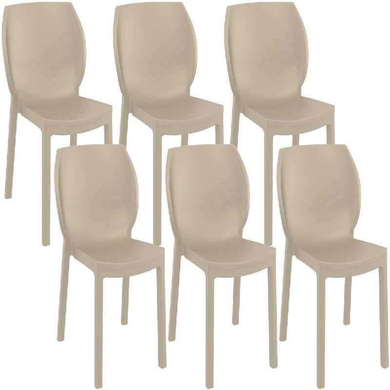 CLP Lot de 6 chaises de jardin Nora Plastique HBT: 80x58x59 cm Taupe - gris plastique polypropylène 328002_0