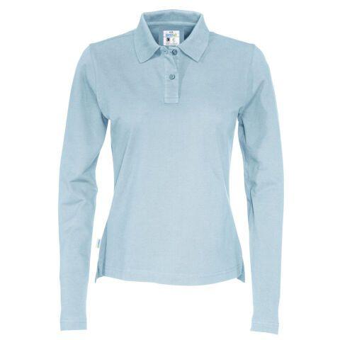 COTTOVER POLO PIQUE MANCHES LONGUES FEMME - CERTIFIÉ GOTS BLEU CLAIR - TAILLE XXL